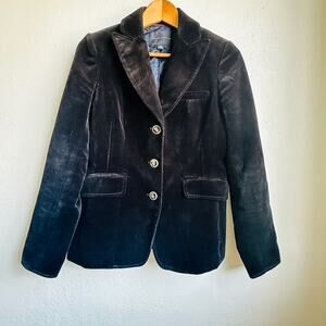 Black Velvet Blazer Banana Republic  Dark Academia Jacket w/ Crested Buttons 6